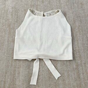 Knit Tank Crop Top Open Lace Back